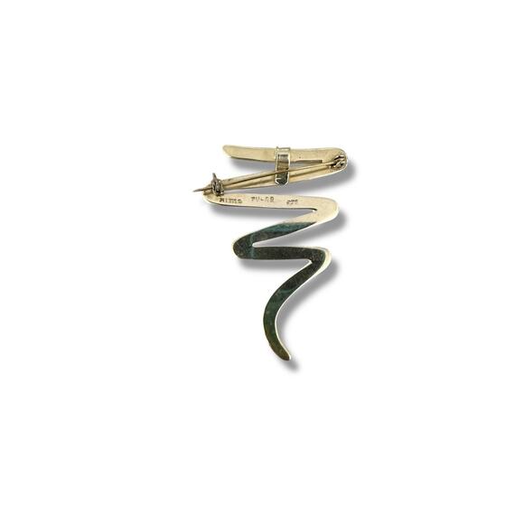 Mexico 925 Sterling Silver Zig Zag Squiggle Brooch/Pin & Pendant 12.6 Grams